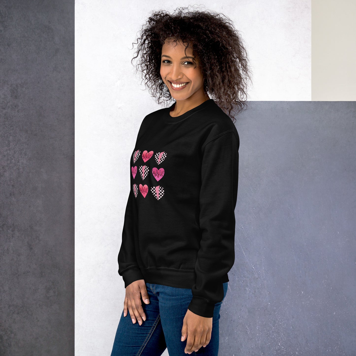 Checkered Heart Pattern Unisex Sweatshirt