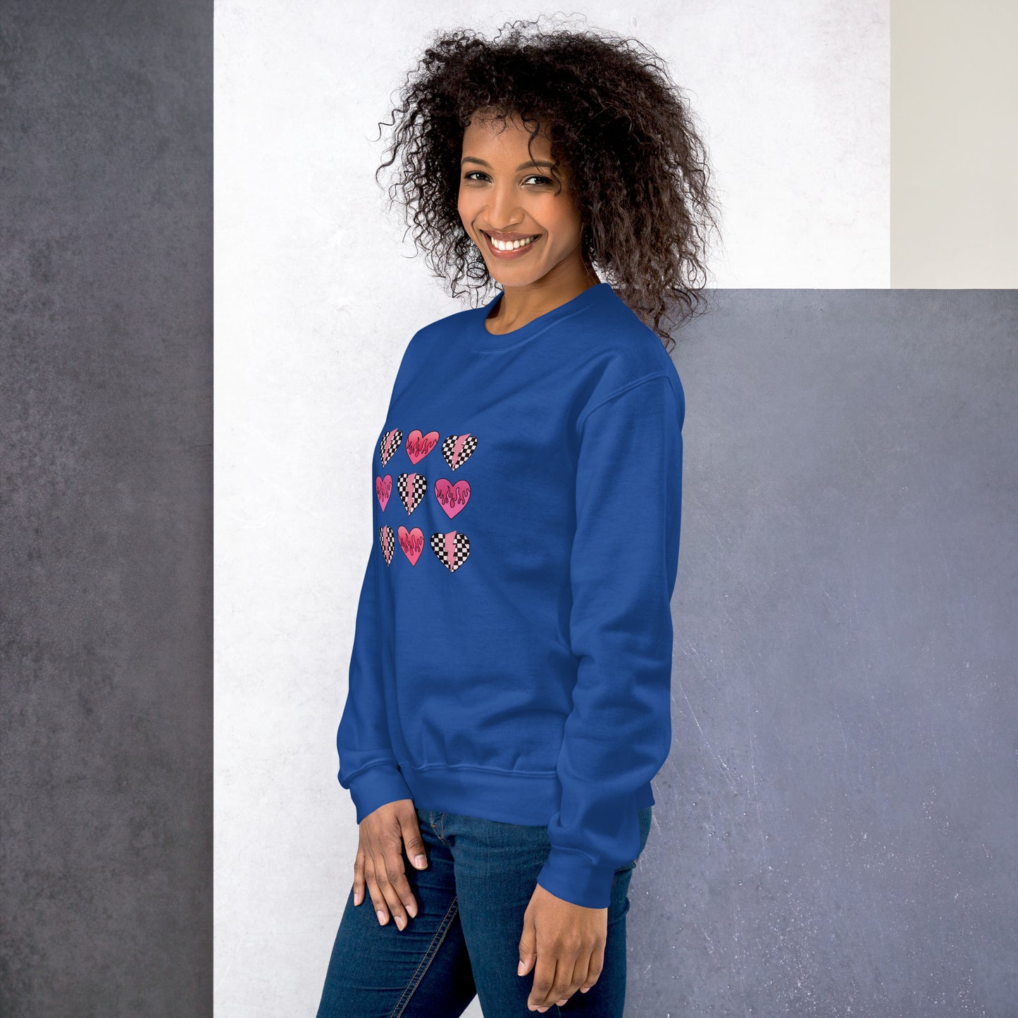 Checkered Heart Pattern Unisex Sweatshirt