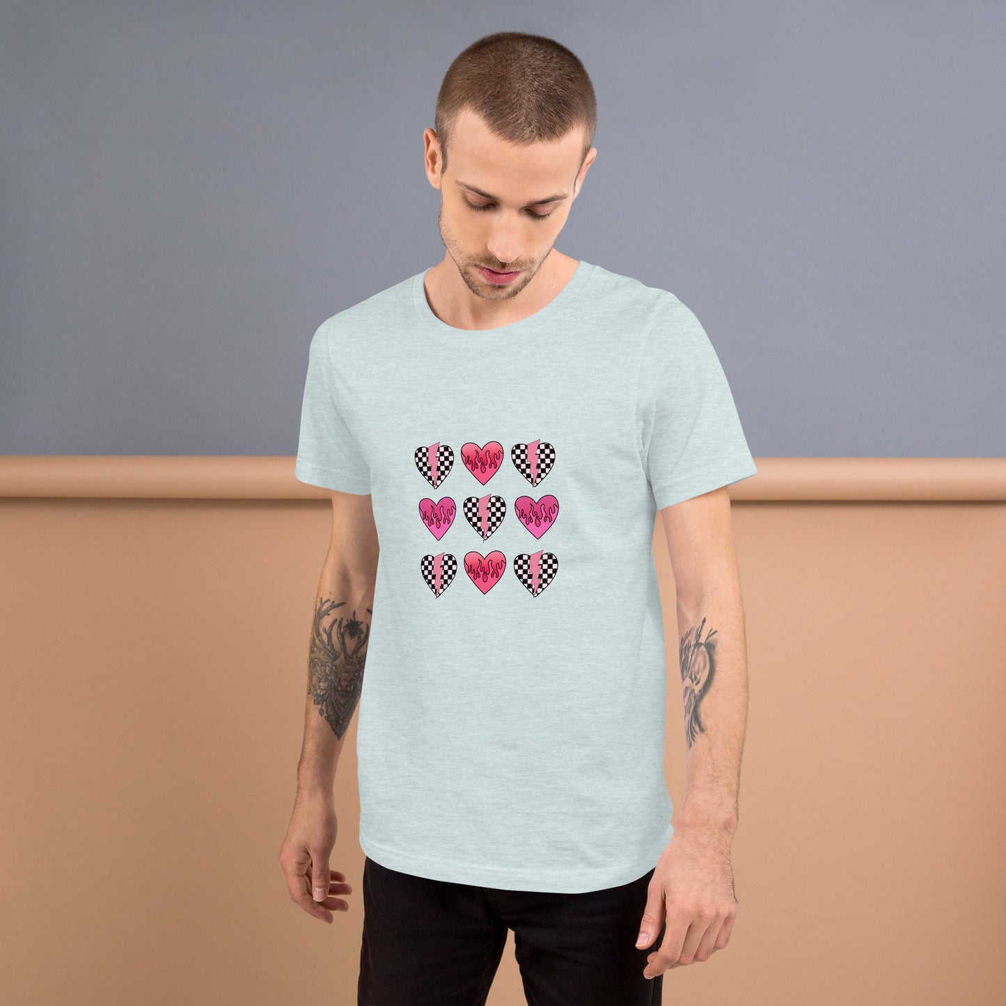 Checkered Heart Pattern Unisex t-shirt