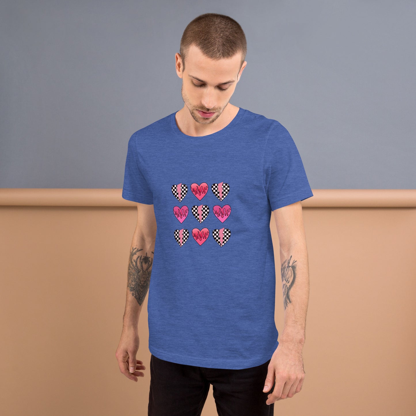 Checkered Heart Pattern Unisex t-shirt