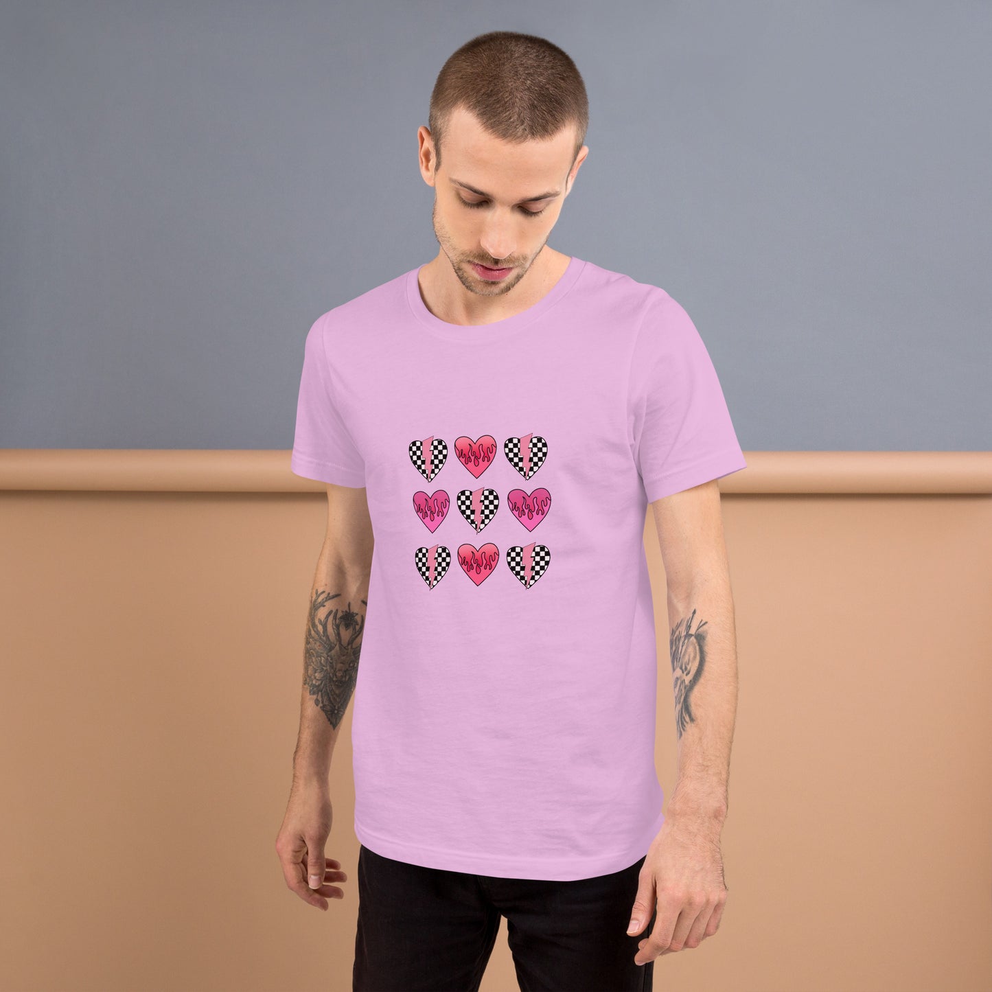 Checkered Heart Pattern Unisex t-shirt