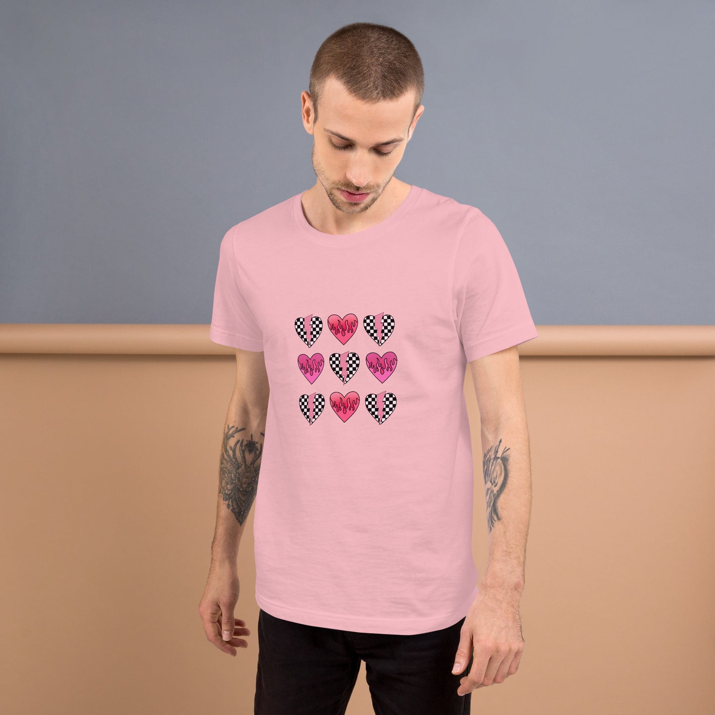 Checkered Heart Pattern Unisex t-shirt