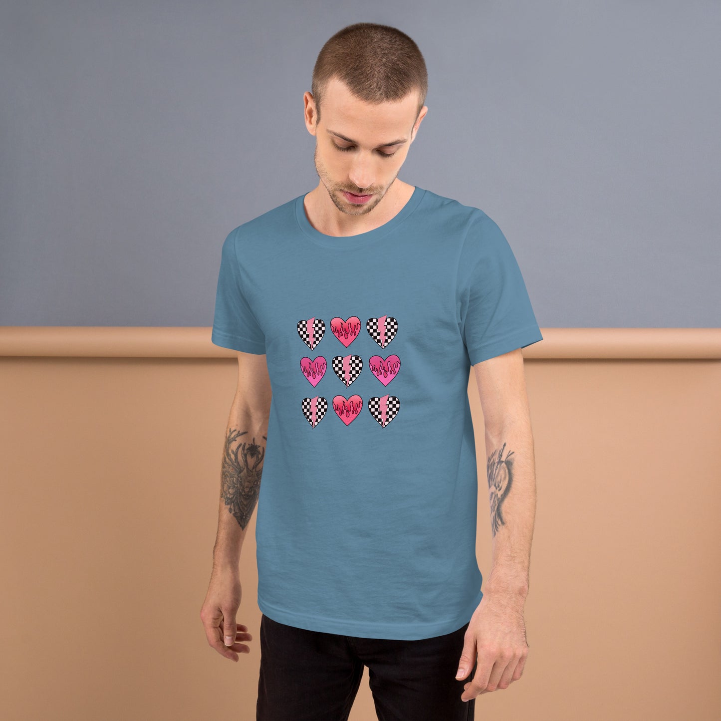 Checkered Heart Pattern Unisex t-shirt
