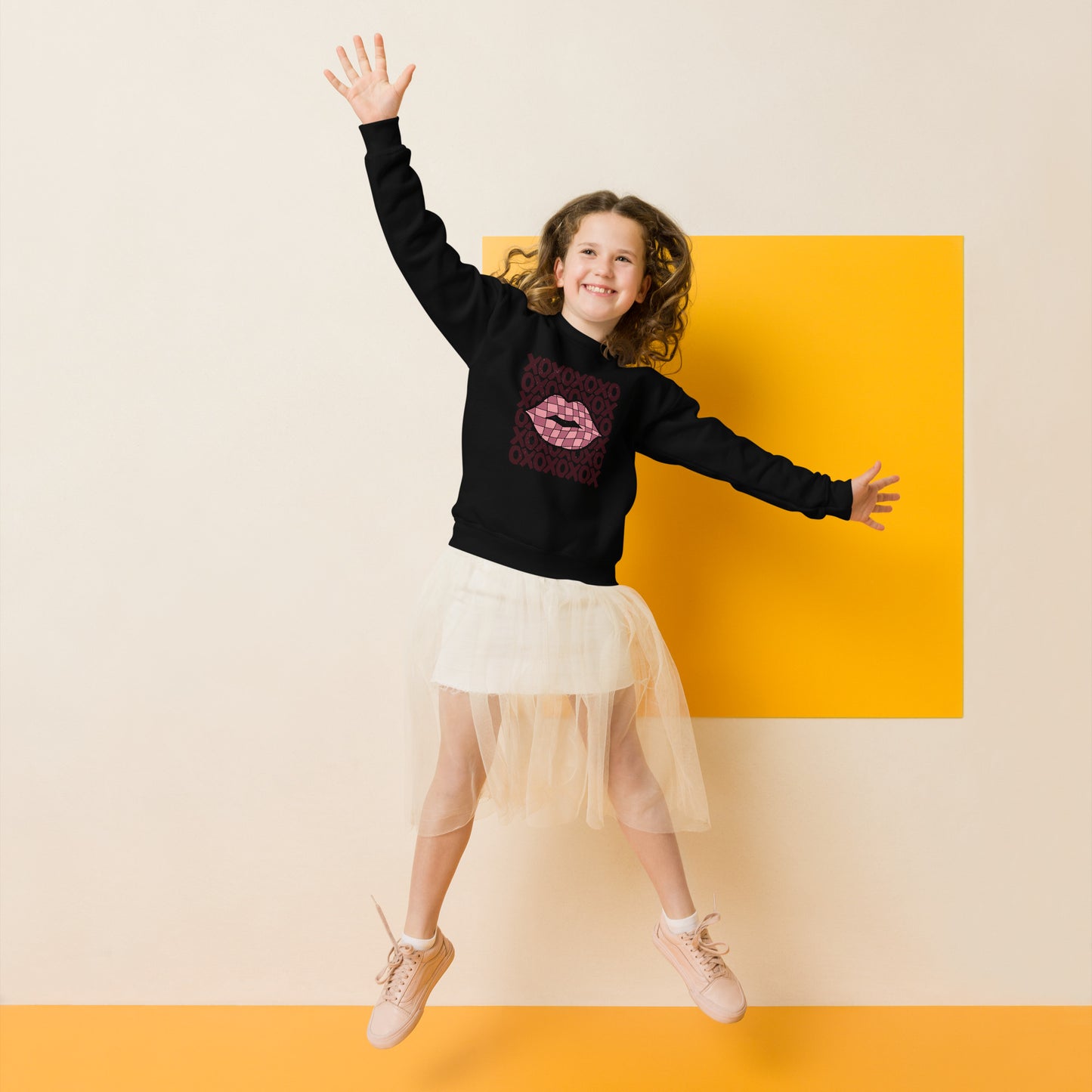 Checkered Lips Youth crewneck sweatshirt