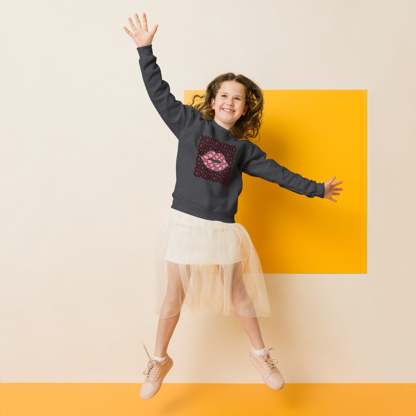 Checkered Lips Youth crewneck sweatshirt