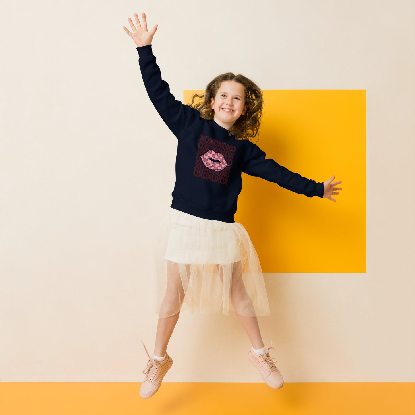 Checkered Lips Youth crewneck sweatshirt