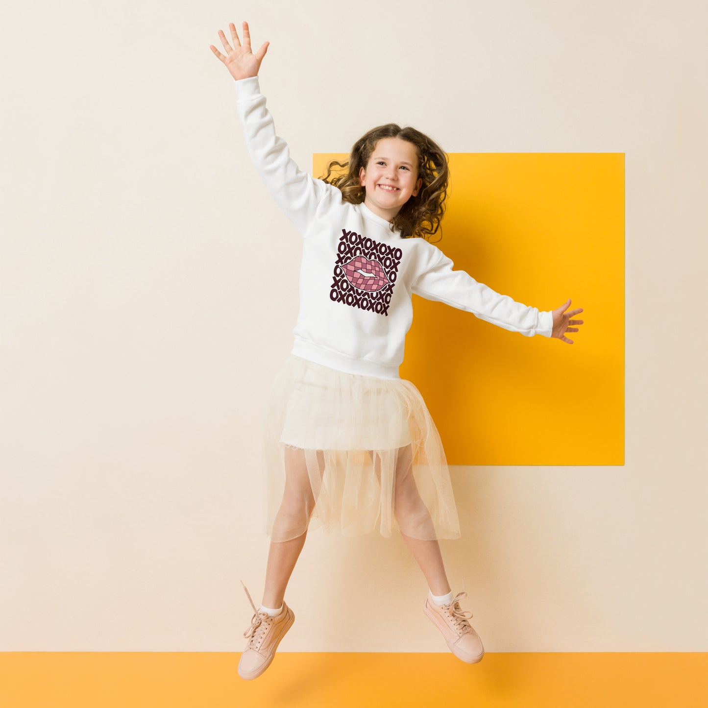 Checkered Lips Youth crewneck sweatshirt