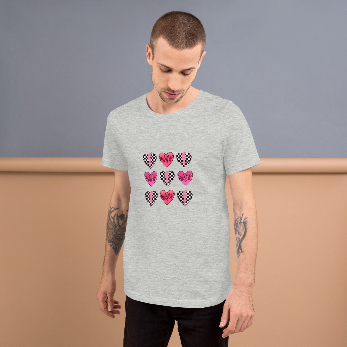 Checkered Heart Pattern Unisex t-shirt