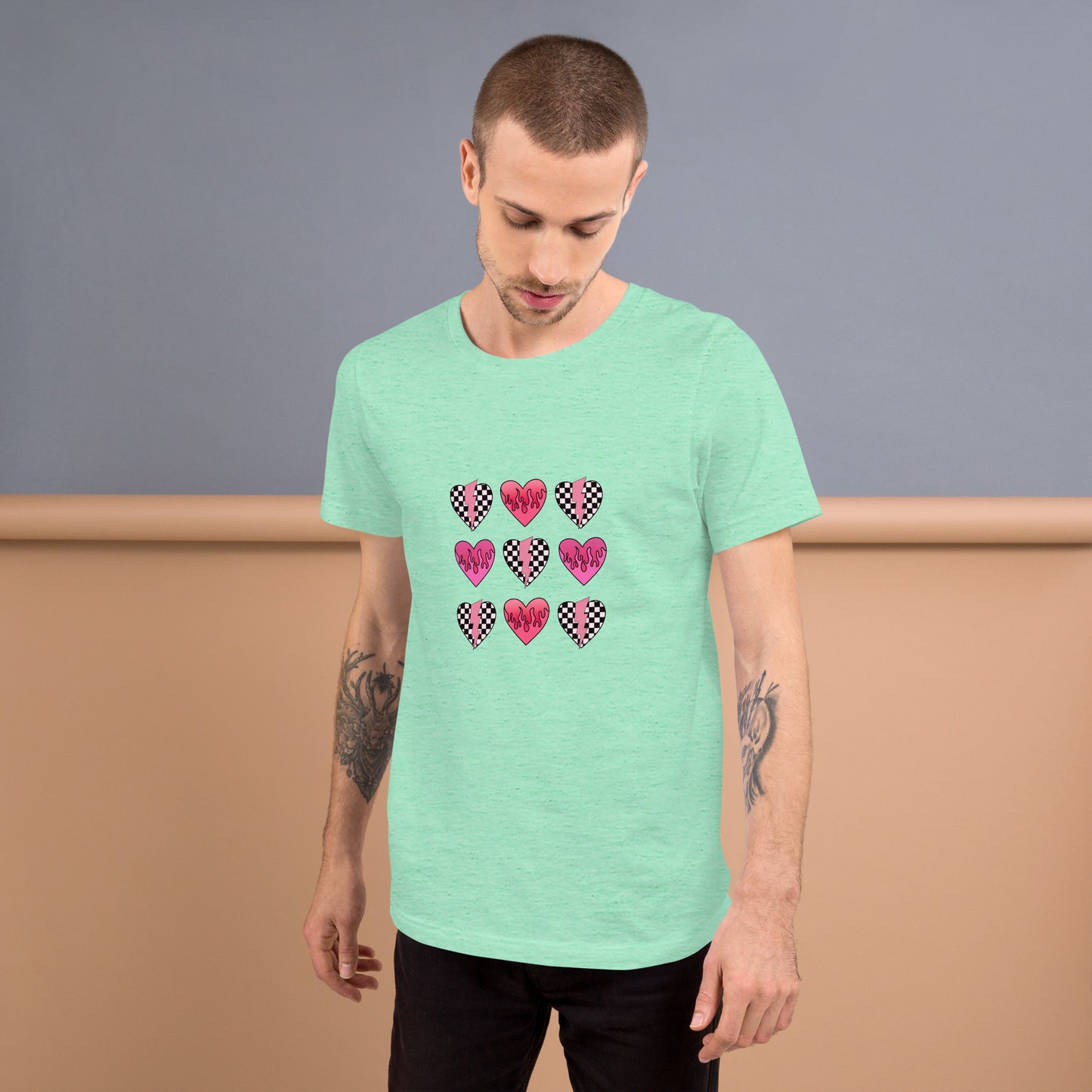 Checkered Heart Pattern Unisex t-shirt